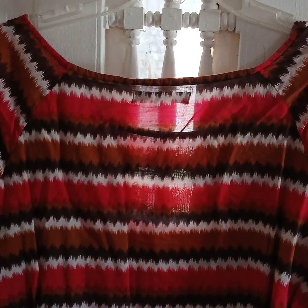 Striped Red and Brown Women's Top - Picture 4 of 5
